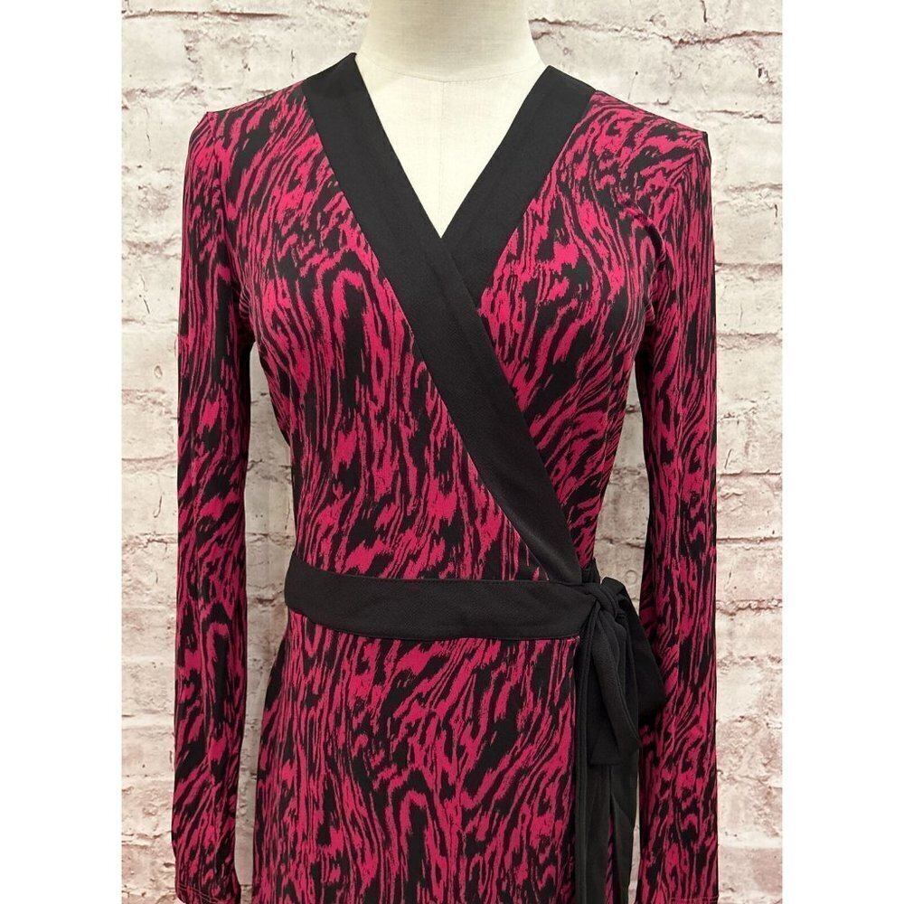 Leota Womens Faux Wrap Dress Kara Zebra Vivacious Pink Black Jersey Knit - Small — image 2 of 5